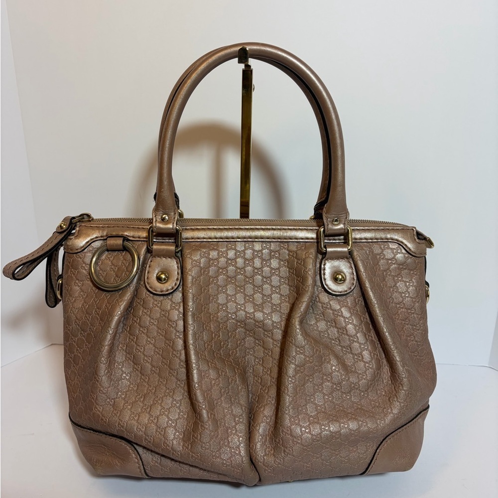 Metallic Blush Guccissima Leather Handbag